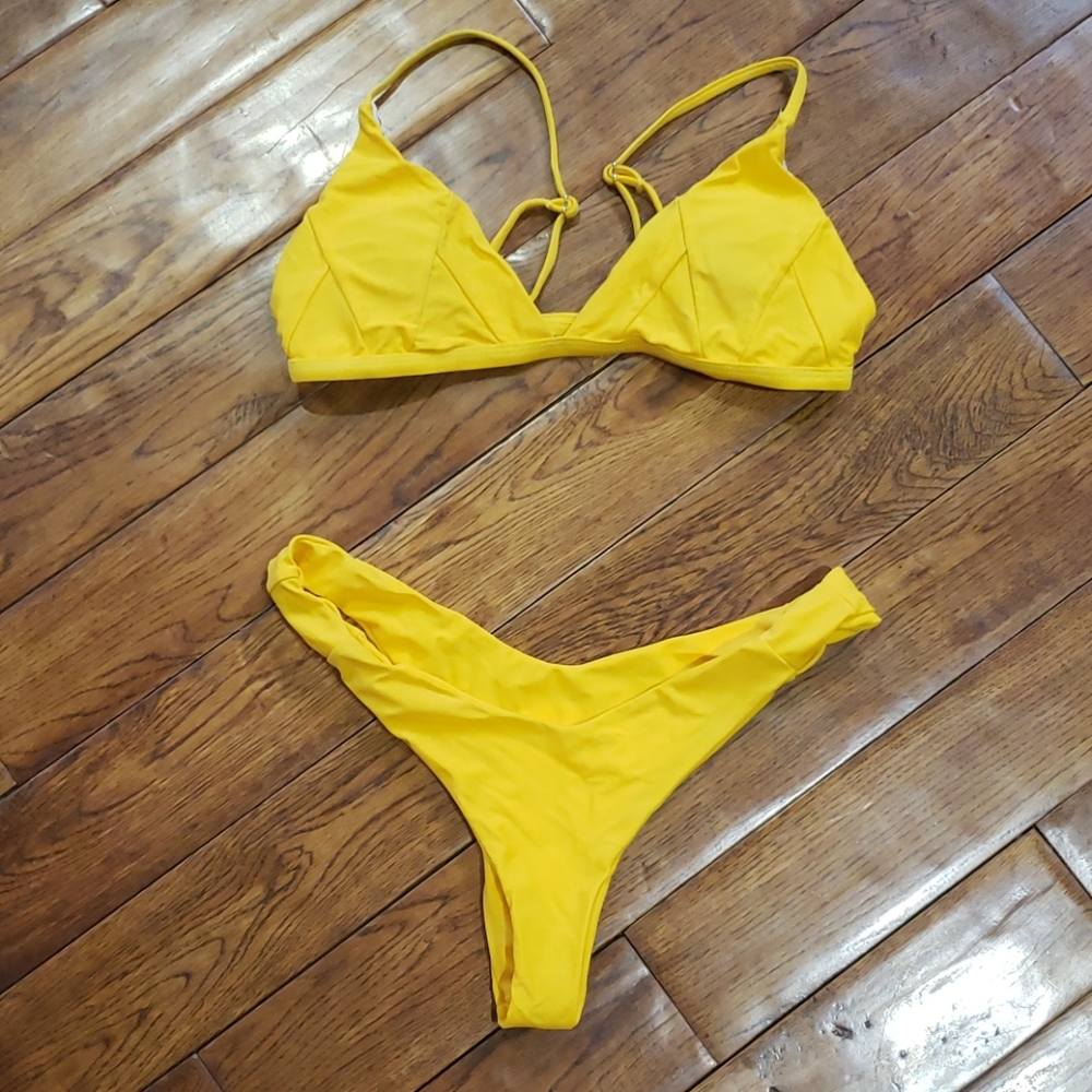 Very cheeky yellow bikini